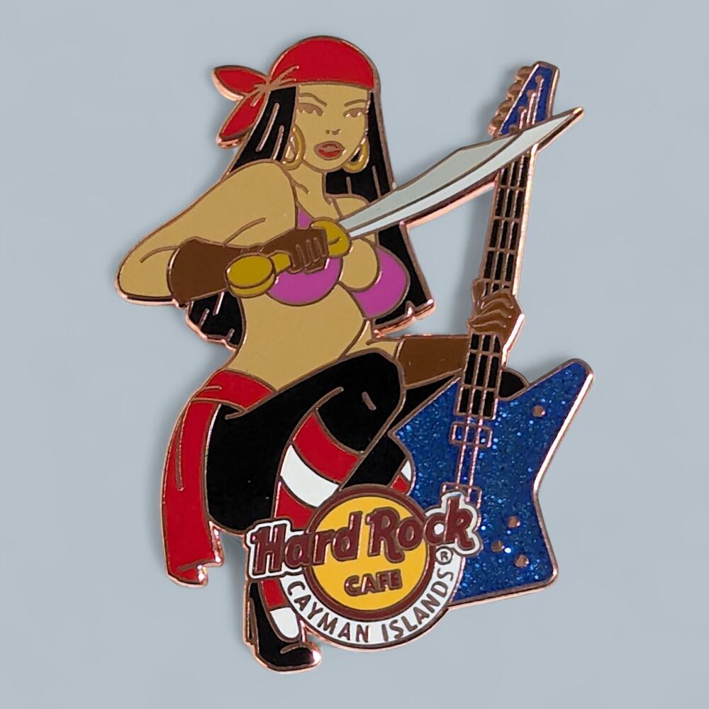 Hard Rock Pin 2018 Cayman Islands Pirate Girl Pink Bikini Top Sword Guitar